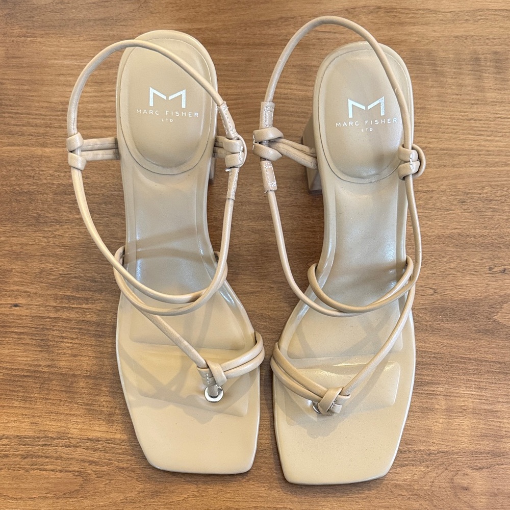 Marc Fisher Cream Strappy Sandals